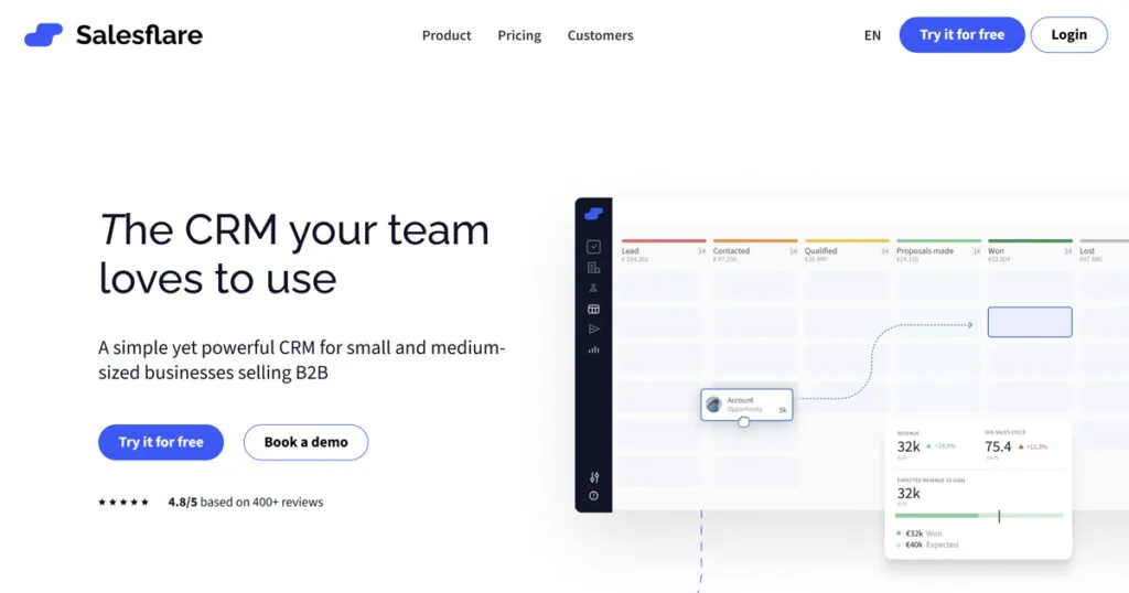 Salesflare CRM homepage