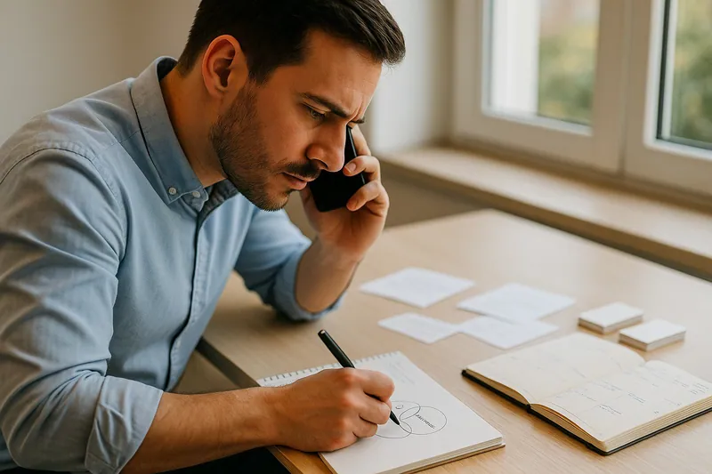 a sales person doing his homework to find new customers