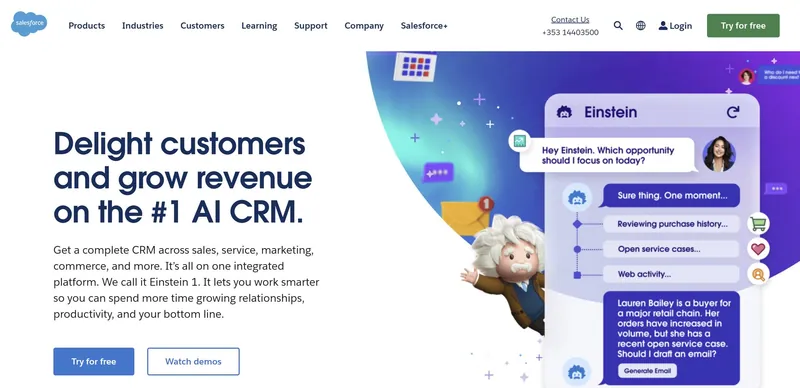 homepage of Salesforce's CRM tool