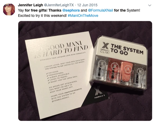 التسويق الشفهي حول الهدايا المجانية على Twitter من Sephora