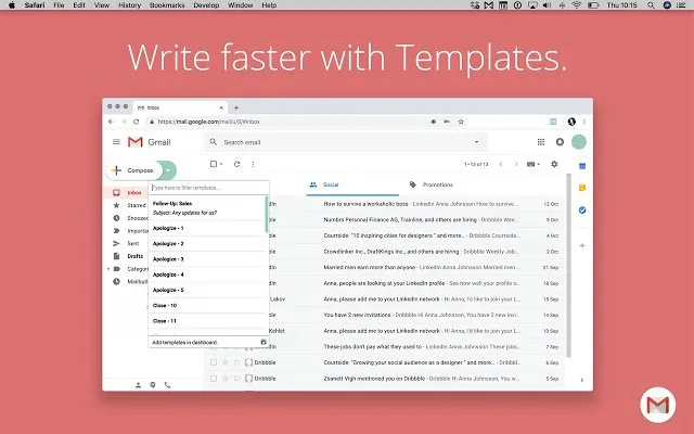 Gmail 이메일용 Mailbutler 템플릿