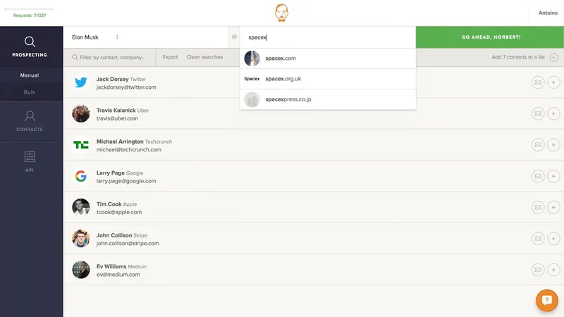 find an email address one by one or a whole list of email address at once