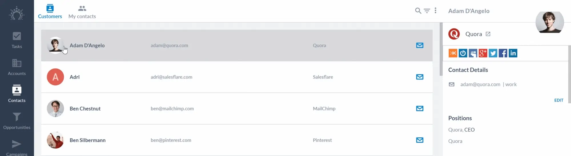 Salesflare animierter Screenshot, der zeigt, wie man das Follow-up von Verkäufen durch die Automatisierung der Kundenansprache automatisieren kann