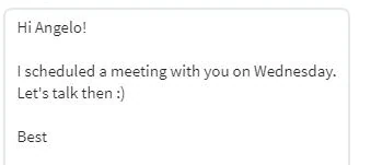 رد على LinkedIn من عميل محتمل حجز بالفعل: «حددت موعد اجتماع معك يوم الأربعاء»