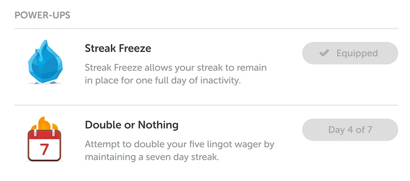 Power-Ups in Duolingo
