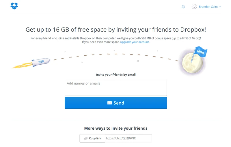 توليد العملاء المحتملين آليًا - برنامج إحالة Dropbox