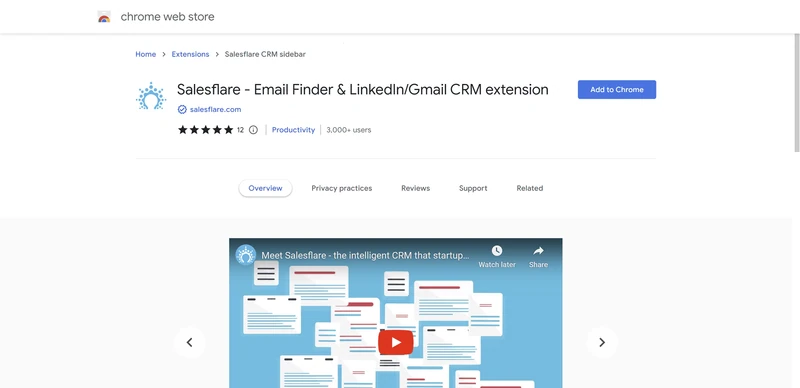 Chrome 웹 스토어의 Salesflare: Gmail 및 모든 사이트에서 사용하는 이메일 찾기 + CRM