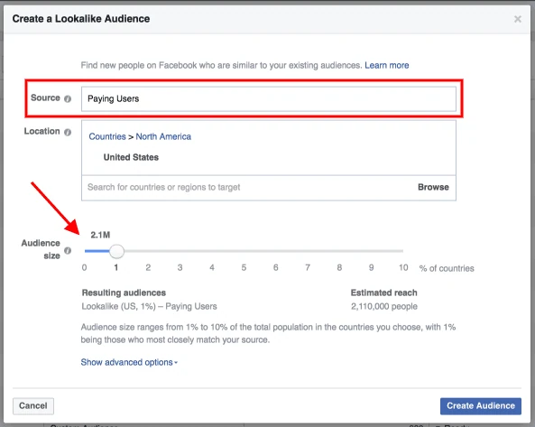 Screenshot showing how to automate sales outreach using Facebook Lookalike audiences