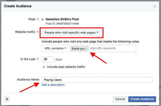 Screenshot showing how to automate sales outreach using Facebook Lookalike audiences