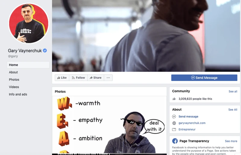 صفحة غاري فاينرتشوك على Facebook