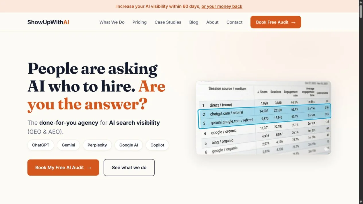 ShowUpWithAI homepage