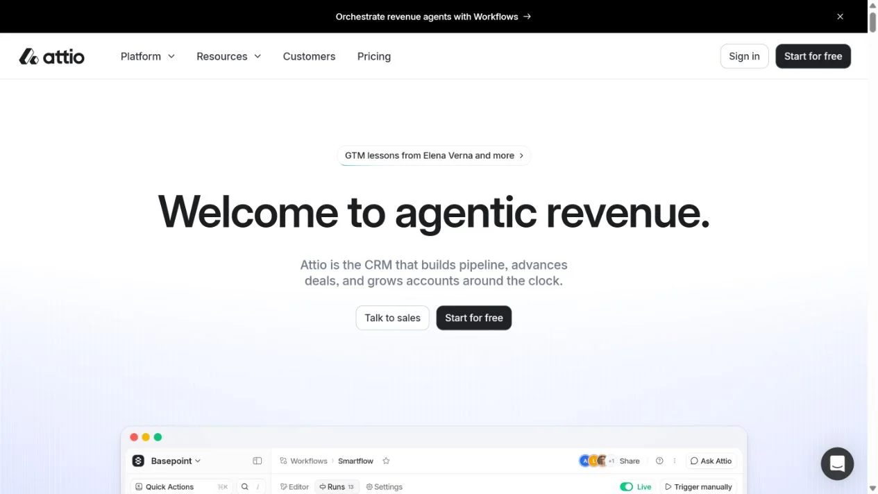 Attio CRM homepage