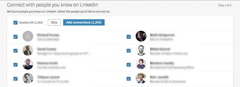 добавление контактов LinkedIn