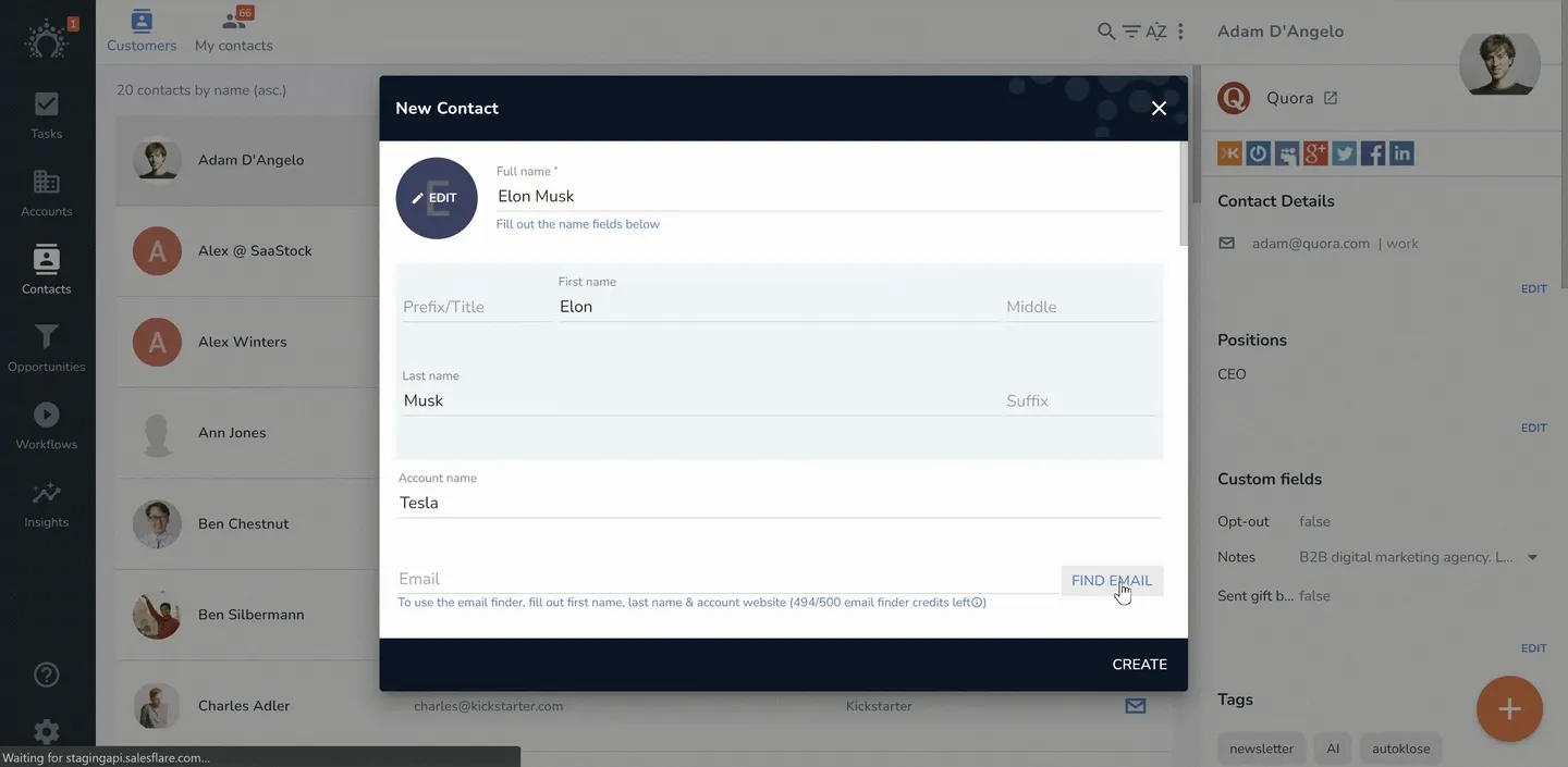 find email addresses integrated in the CRM