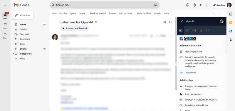 Extensión Gmail CRM de Salesflare para Chrome