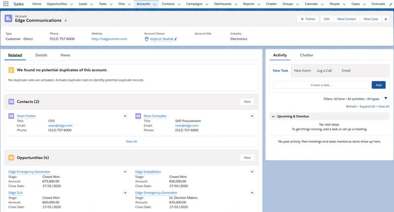 a sales prospect in Salesforce Sales Cloud
