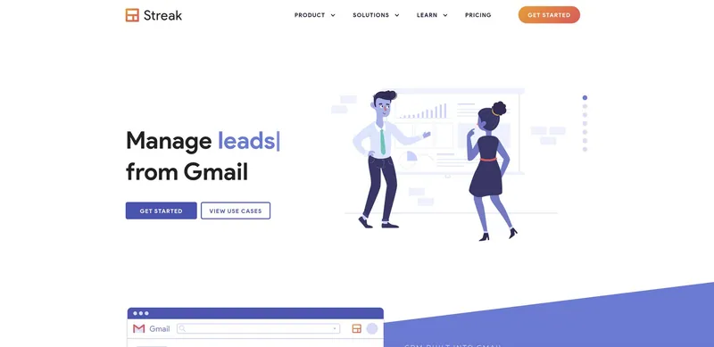 Streak CRM's homepage