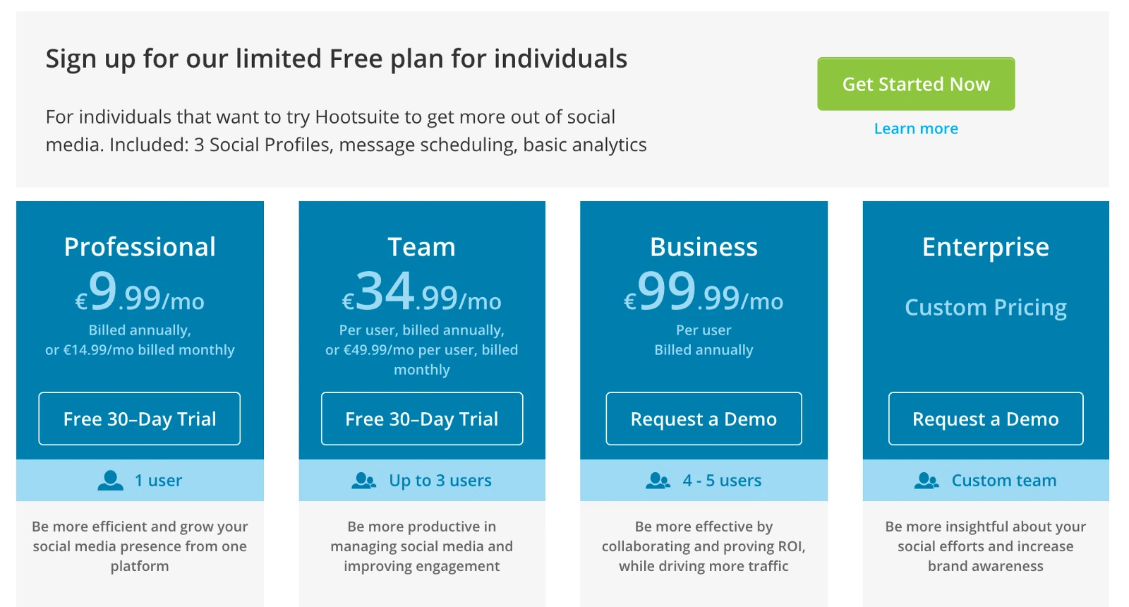 خطة تسعير Hootsuite