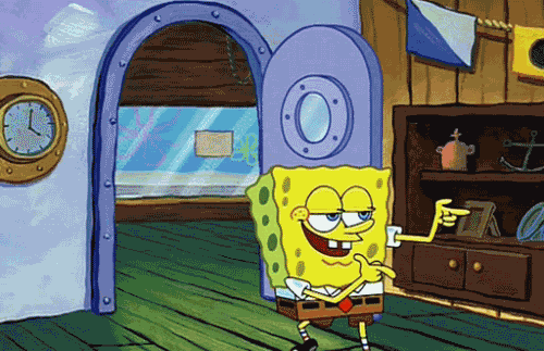 Spongebob walking out of the door